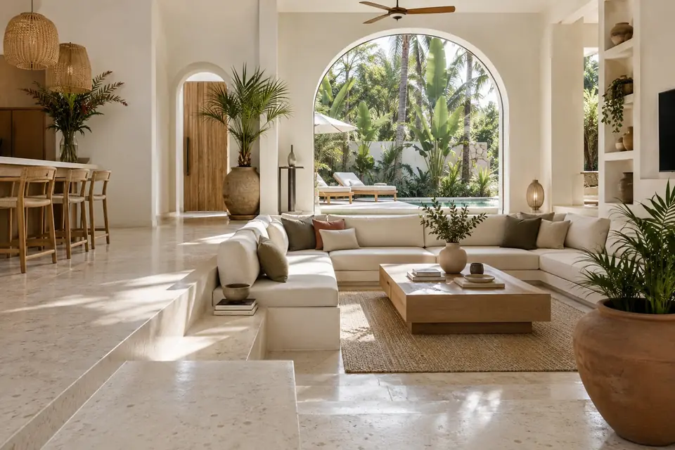 Arched villa living room