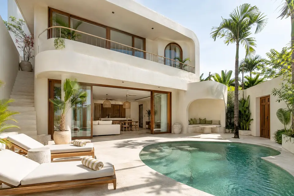 Villa terrace at sunset