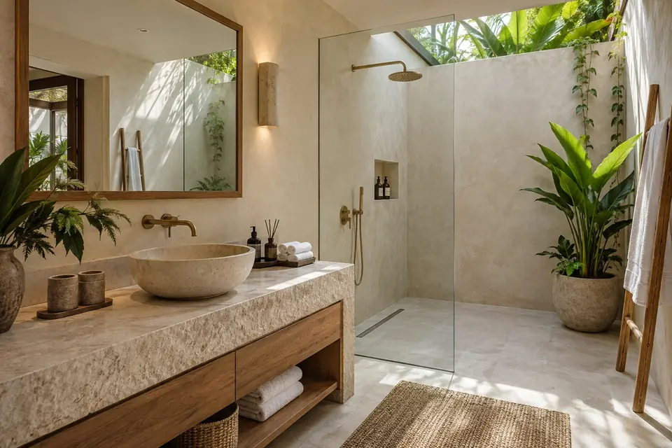 Tropical villa bathroom
